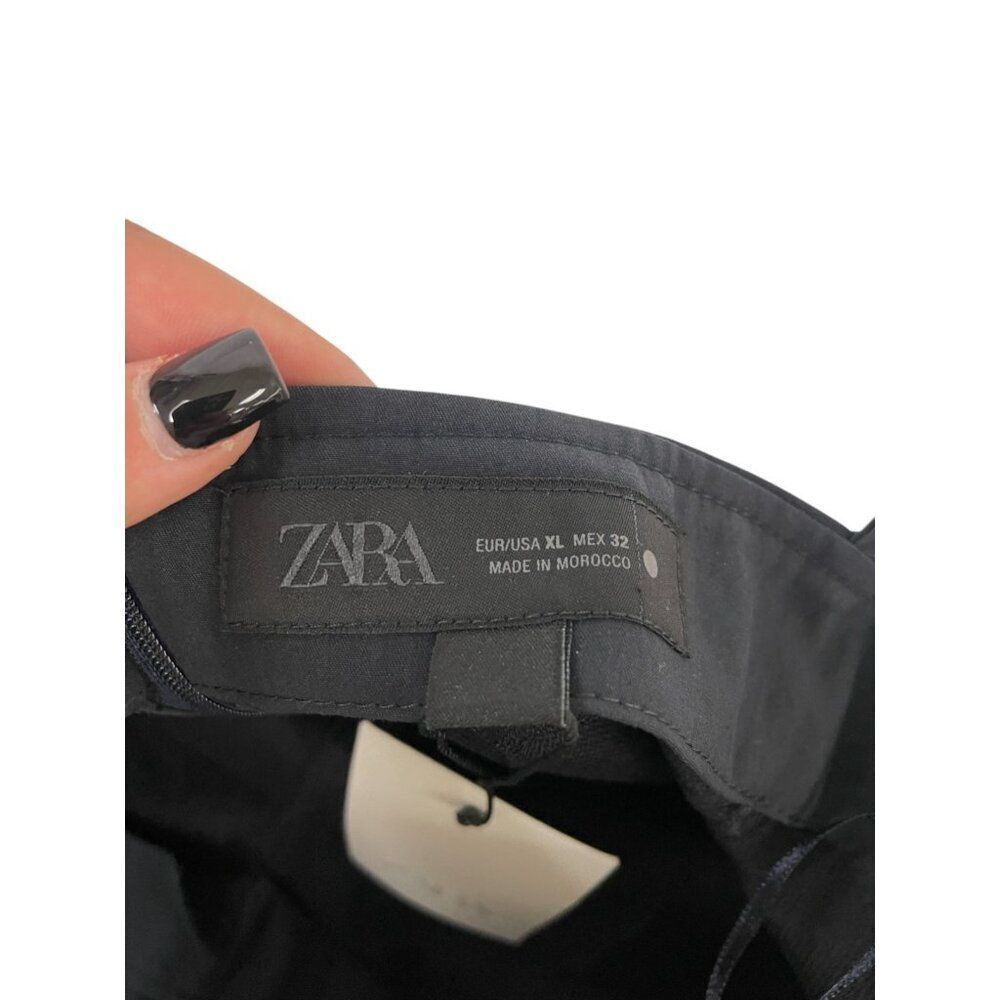 Zara Womens Midi Dress xl Navy Blue Poplin V-Neck Zw Collection 2973/257 NWT - Picture 8 of 14